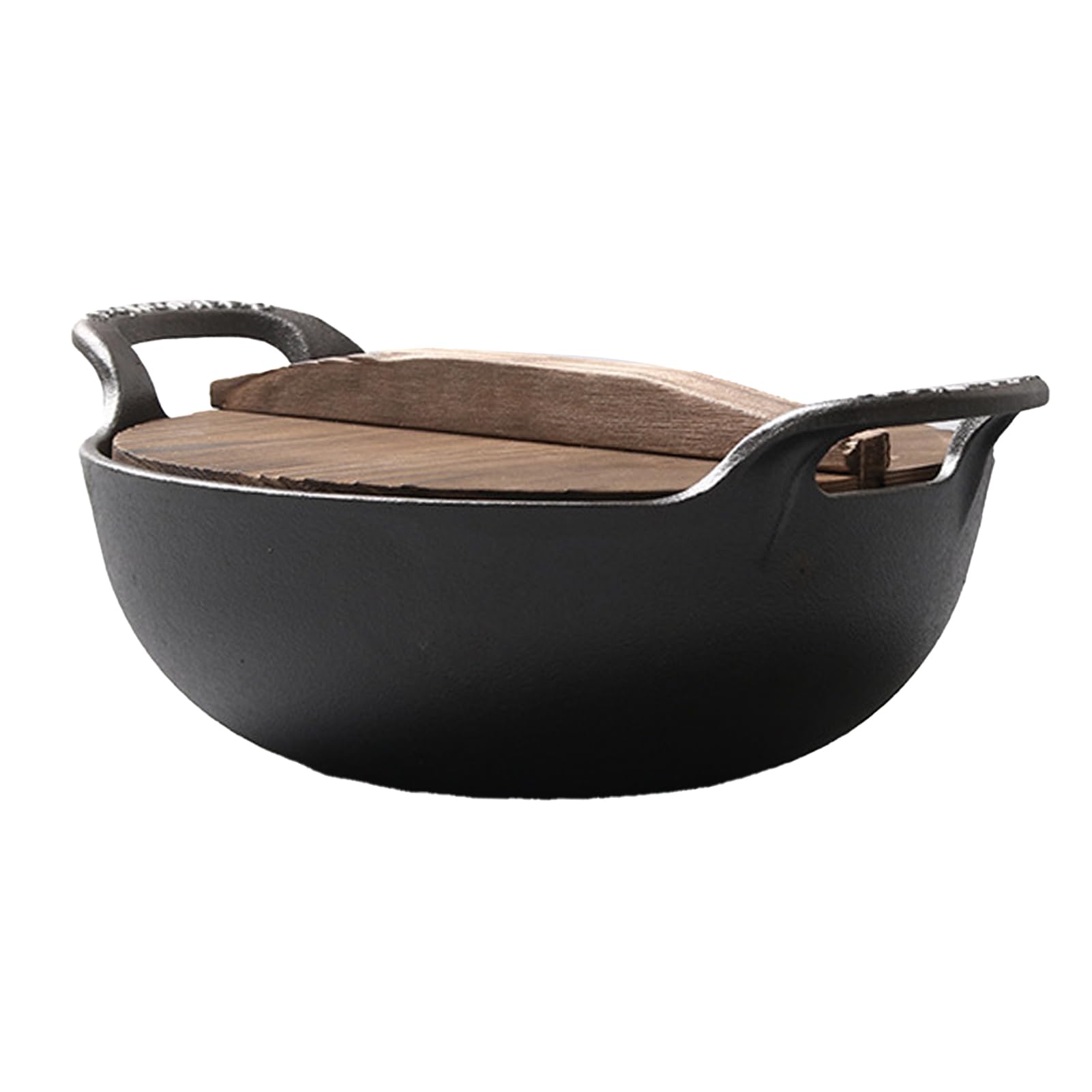 Mingzhe Dual Handle Cast Iron Wok With Lid Anti Stick Design For
