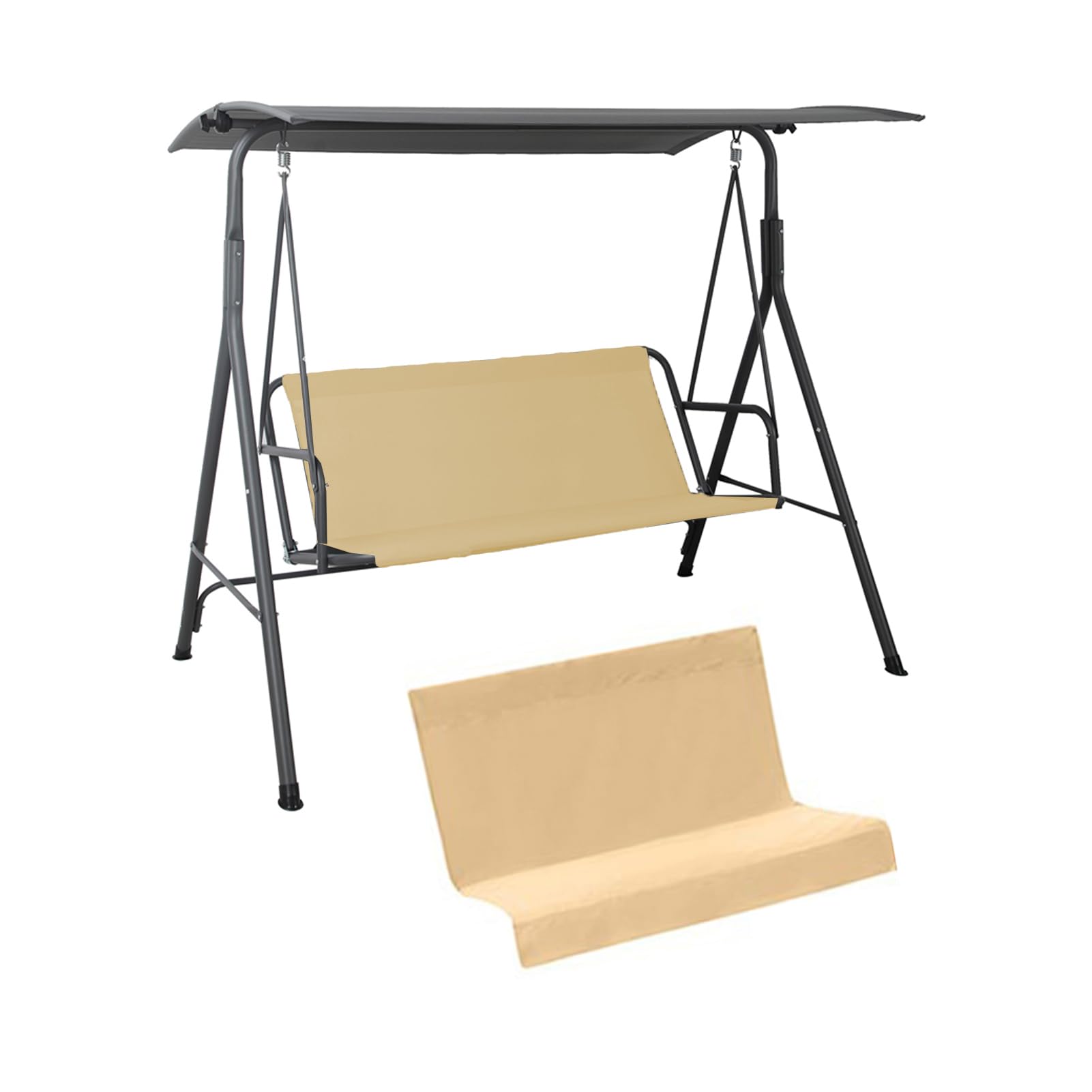 Wytrzymałe wymienne pokrowce na krzesła tarasowe na 2/3-osobowe, wodoodporne poszewki na poduszki, pokrowce na siedzenia z tkaniny, wymiary: 138 x 50 x 50 cm, kolor: beżowy