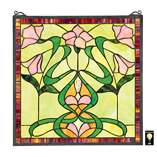 Stained Glass Panel - Nouveau Lily Stained Glass Window Hangings - Window Treatments
