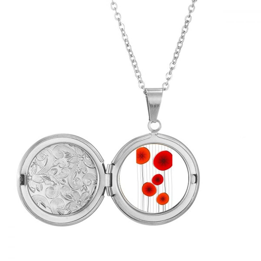 Médaillon fleurs rouges - Cadeau d'anniversaire idéal femme - 5