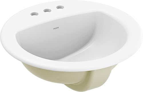 Moen BGCW13OD1919 - Fregadero de encimera de porcelana vítrea blanca, fregadero de baño ovalado de 19 x 8.25 pulgadas con acabado de porcelana de