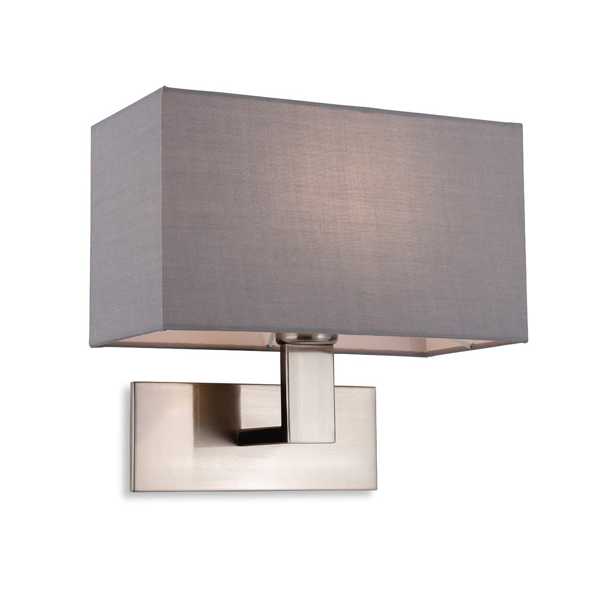 Firstlight 4939BSGR Raffles 1 Light Wall Light in Brushed Steel Finish with Grey Rectangle Shade