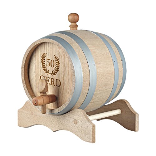 polar-effekt Barril de madera de 5 litros personalizable con nombre grabado - Regalo original - Barril de roble para whisky o vino - Regalo de cumpleaños - Diseño de corona de aniversario Cover
