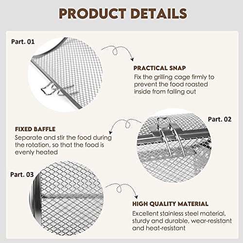 Grillmand, draaispies, rotisseriemand, draaispies, roestvrij staal, gegrilde kooi, oven, 360° rolbraden, mand, oven… - Image 5