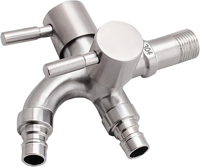 HEZHU 1/2 Zoll Premium Doppel Wasserhahn Universal Doppel Auslaufhahn