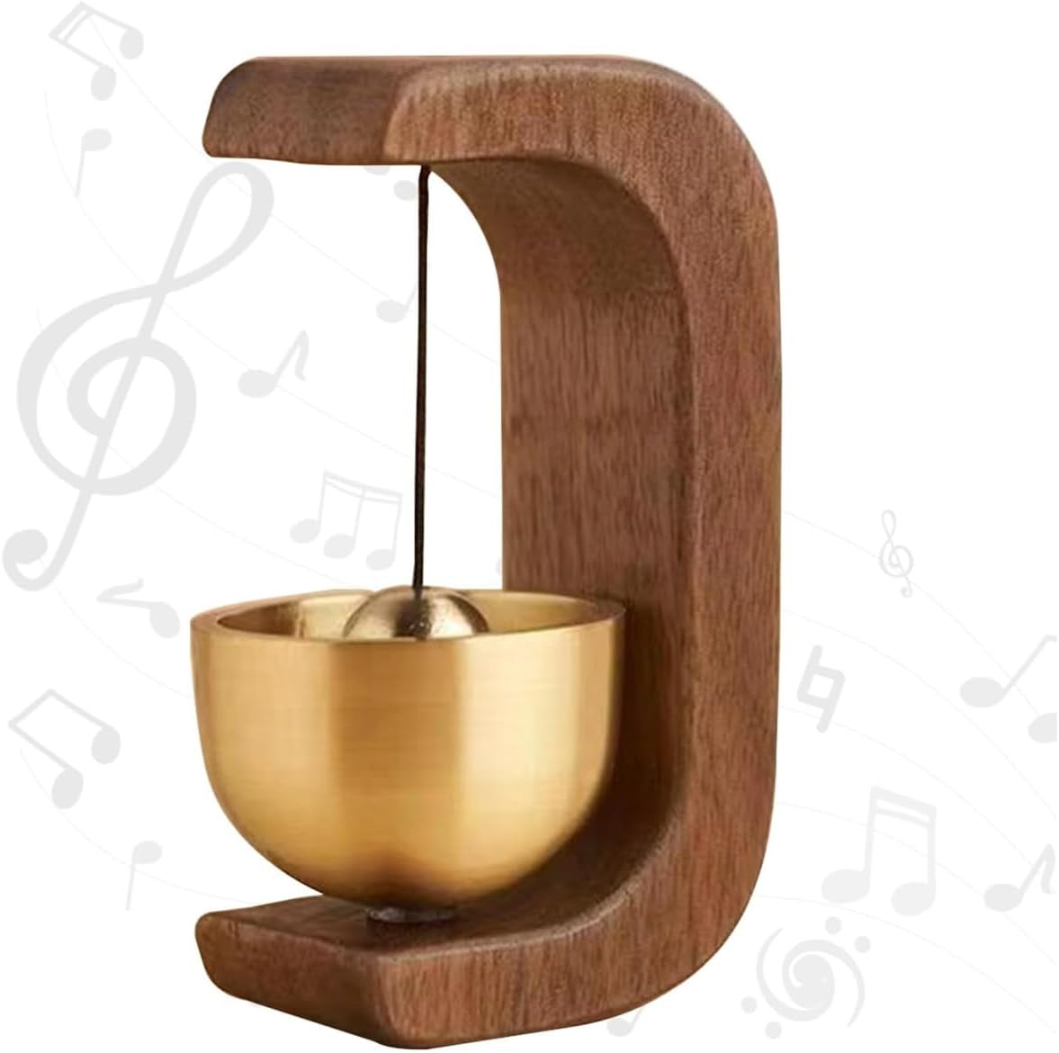 Magnetic Shopkeepers Bell for Door Opening Adhesive Door Chime for Front Porch Wall Garden Shop Housewarming Gift Vintage Wooden Wind Chime Doorbell with Brass Bell