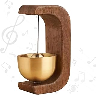 Magnetic Shopkeepers Bell for Door Opening Adhesive Door Chime for Front Porch Wall Garden Shop Housewarming Gift Vintage Wooden Wind Chime Doorbell with Brass Bell