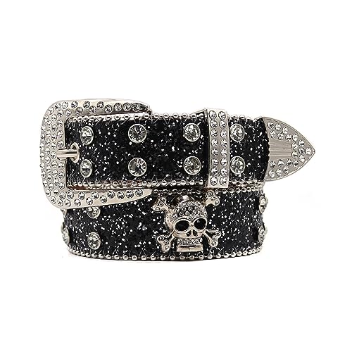 Rhinestones Skull Waist Belt Crystal Studded Belts Wide Waistband Adjustable Buckle Belt for Jeans3