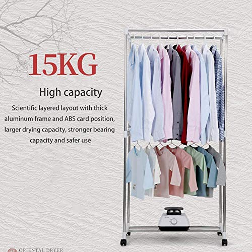 Asciugatrice Elettrica Domestica 1200W Grande capacità 15 kg Doppio Strato in Acciaio Inox Lavanderia Umida Interna Alta Efficienza Energetica Armadio Asciugatura Ad Aria Calda con Timer Automatico - Image 6