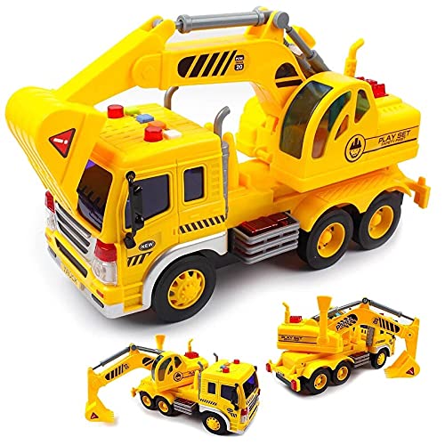 WEICHENG Excavadora Juguetes Vehículos de Construcción con Luces y Sonidos Excavadoras Camión Coche Juguete Regalos para Niños Niños 3 4 5 años Niños y Niñas Cover