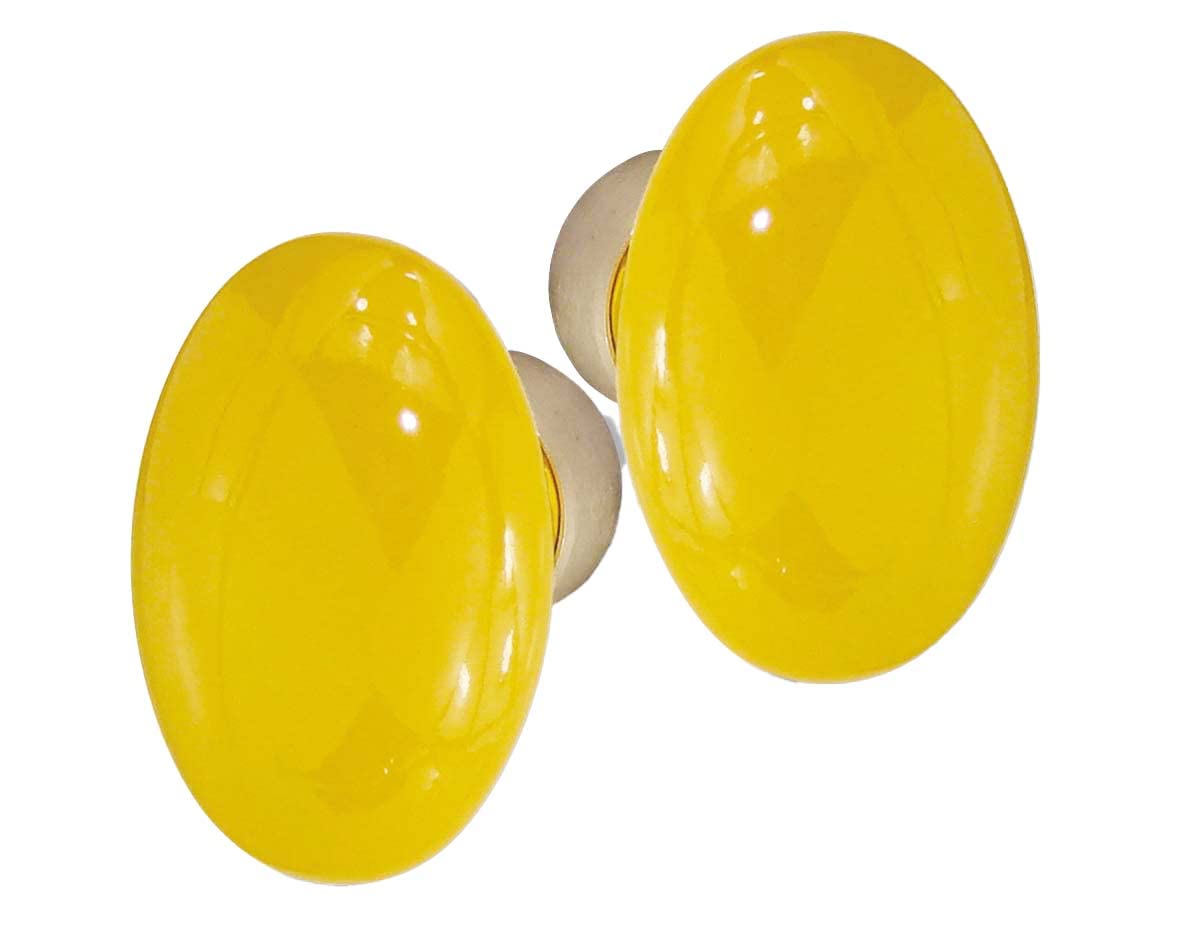 Poignée double OVALE porcelaine jaune pour rénovation maison chic