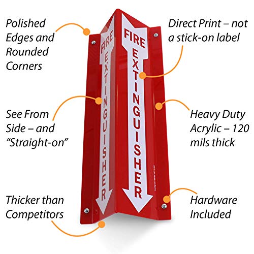 SmartSign “Fire Extinguisher” Projecting Sign, Fire Extinguisher with Arrow | 4