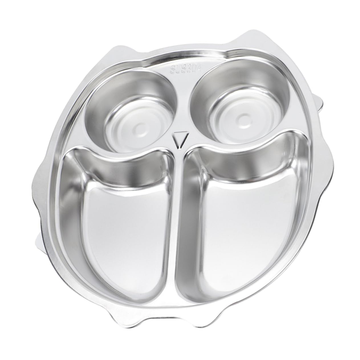 BESPORTBLE Stainless Steel Kids Plate Owl Shape Divided Meal Trays for Toddlers and Preschoolers