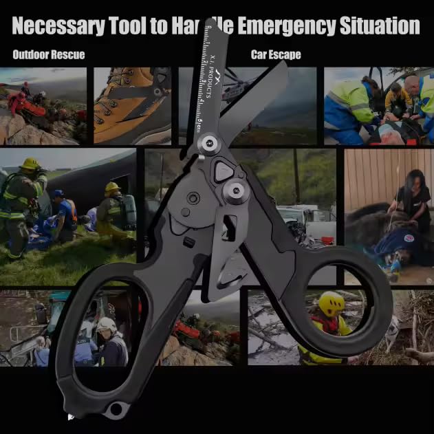 6 in 1 Multifunctional Trauma Shears Foldable with Strap