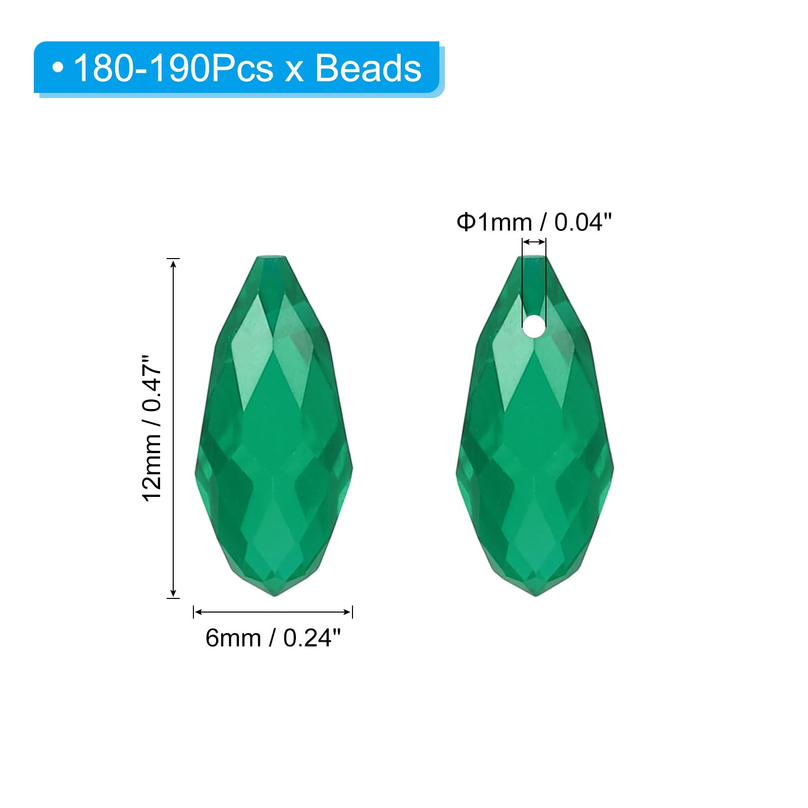PATIKIL 2 Strands 180-190Pcs Teardrop Crystal Beads - Image 2