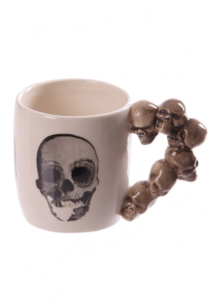 Puckator Multicolor Stack Of Skulls Ceramic Shaped Handle Mug, Coffee Hot Drinks, Decorative Gift Box, Home Kitchen Height 9Cm Width 14Cm Depth 8.5Cm