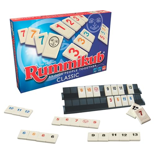 Bizak, Original Rummikub, 4 Spieler, Brettspiel +6 Jahre, Brettspiele für Erwachsene und Kinder, strategisches Spiel mit Spielsteinen, Zahlenstrategiespiel für 2 bis 4 Spieler (64550400)