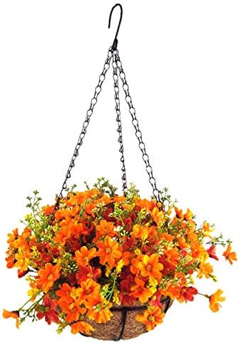 Mynse Hanging Basket Artificial Daisy Flower for Home Decor Outdoors 10 inch