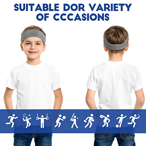 Image of Zhanmai 12 Pieces Boys Headbands 16 Inch Kids Sweatbands, Soft Athletic Sports Head Sweatband Headbands Wicking Elastic Hairband for Girls and Boys