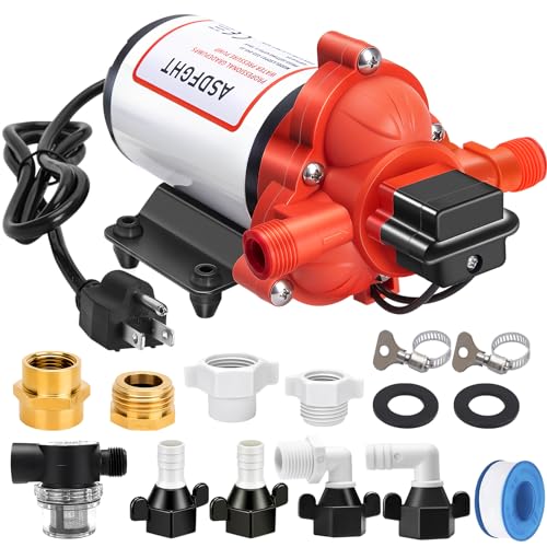 33-Series Professional Grade Water Pump, 115V AC RV Fresh Water Pump, 3.5GPM 45PSI- Self Priming Demand Diaphragm Pump for Camper Kitchen Bathroom Marine Yacht Caravan