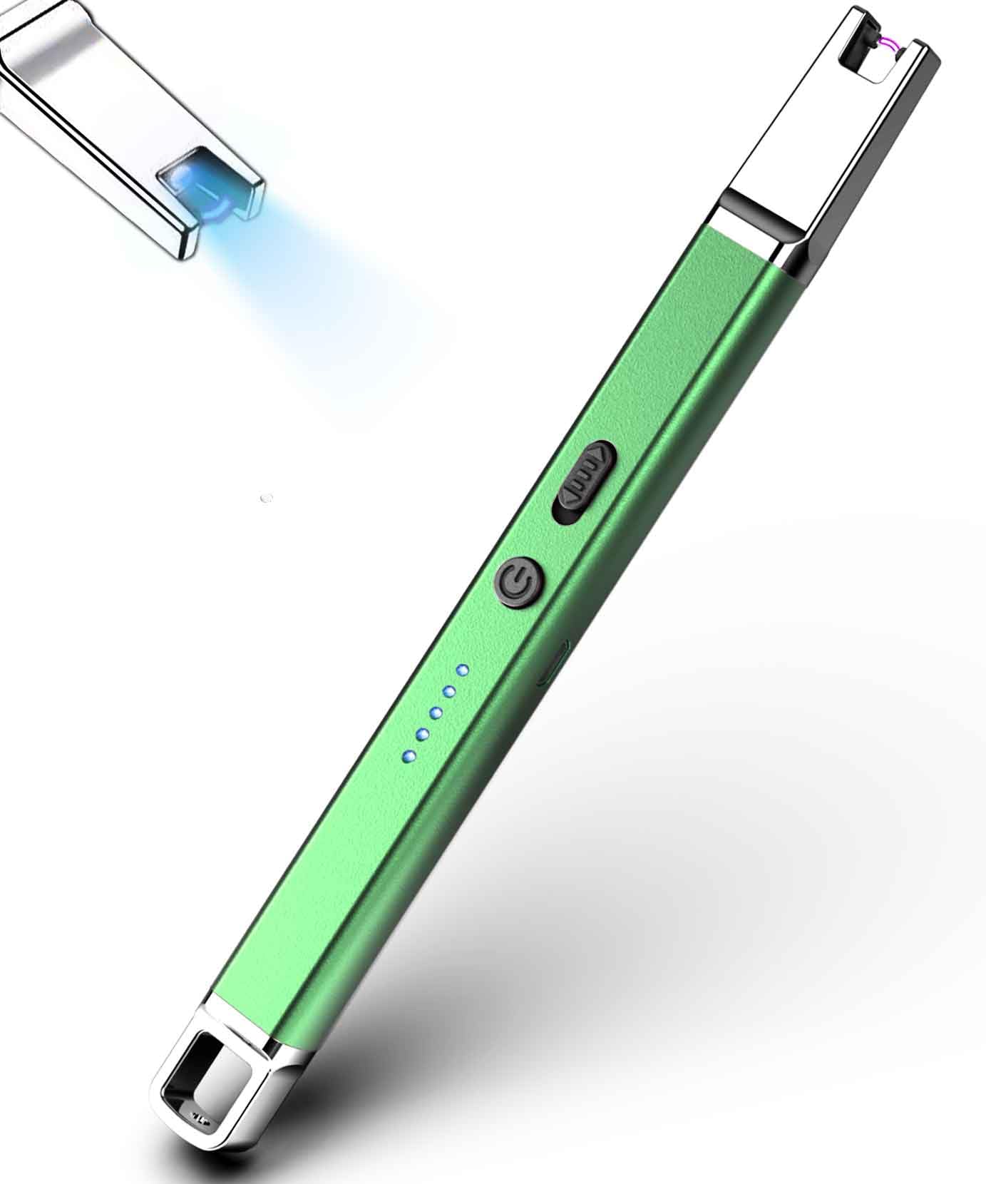 Jaerdhs Candle Lighters Rechargeable Electric Lighter with LED Flashlight Flameless Lighter Gift for Women. Green