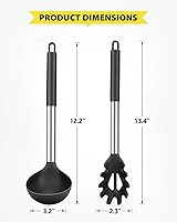 Vista 1 de AR3T Home Essentials - Juego de cucharón y tenedor de silicona para pasta, utensilios de cocina antiadherentes grandes para cocinar, servir