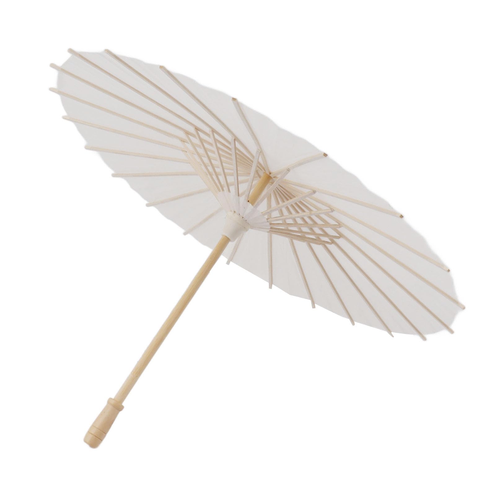 Pure White Paper Parasol Umbrella, Decorative Paper Umbrella, DIY Oiled Paper Painting Umbrella with Wood Umbrella Bones for Photography Role Play Theatrical Performances (40cm)
