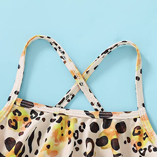 Image of YOUNGER TREE Toddler Swimsuit Girl 2-Pieces Leopard Bathing Suits Halter Top Bikini Bottoms Swimming Suit Kids Beach Swimwear