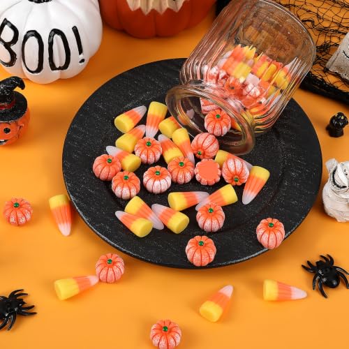 Image of JUNEBRUSHS 50 Pcs Fake Candy Corns Artificial Pumpkin Resin Ornaments