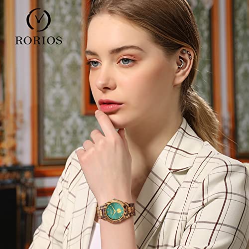 RORIOS Unisex Wooden Watch Analog Quartz Watch with Wood Band Lightweight Couple Wooden Watches Natural Wooden Watches for Men Women2