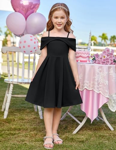 GRACE KARIN Girls Elegant Dress Off Shoulder A-Line Casual Party Dresses for 6-14 Years4
