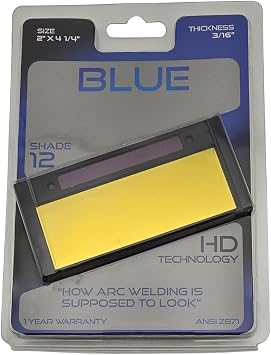 Blue Auto-Darkening Welding Lens - High Definition Blue Hue Filter- Fits 2" x 4-1/4" Welding Hoods Shade 12