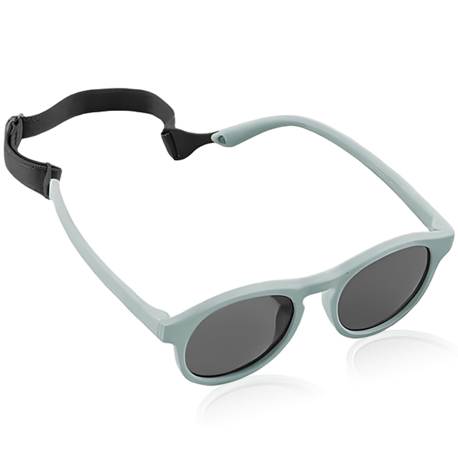 GOMETY Gafas de sol para bebé, polarizadas para niños, polarizadas con correas ajustables, marco de silicona suave y redondo, protección UV400, marco de silicona suave para niños de 6 a 48 meses