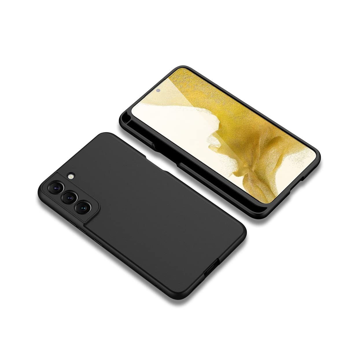 HiGoing Compatible for Galaxy S22 Slim Case, Skin Touch Liquid Silicone Rubber Bumper Cover Case with S Pen Slot, Full Protection Shockproof Phone Cover for Samsung Galaxy S22 6.1 inch 2022 - Black