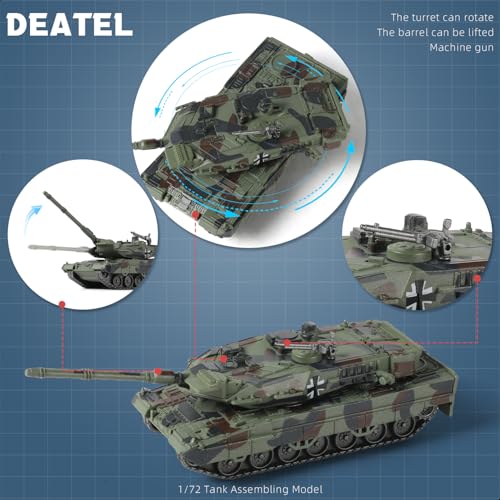 SEBUNAS Leopard 2A7 Militärpanzer im Maßstab 1/72, Schnellbaumodell, deutsches Panzerfahrzeug, Leopard 2A7 Kampfpanzer, Baumodell, Geschenk für Erwachsene und Kinder (14 Teile)