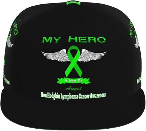 Miniatura 4 de My Hero is Now My Angel - Gorra de béisbol para concientización sobre el cáncer contra el linfoma no Hodgkin, impresión de cuatro caras, ala plana,