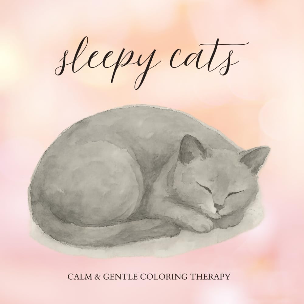 Coloring Therapy: Calm and Gentle: Sleeping Cats: 50 Large Print Cozy Cat Coloring Pages for Seniors and Adults: Easy-to-See Designs with Realistic, ... Scenes and Bold Outlines (Square 8.5" x 8.5")