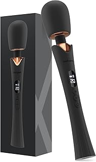 bed geek Cordless Wand Massager – Super Powerful Handheld Massage with 20 Speeds & 8 Patterns, Soft Silicone Head, Quiet Motor, LED Display, Body-Safe & Waterproof Black & Rose Gold