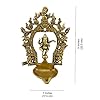 Two Moustaches Brass Ethnic Indian Carving Dancing Ganesha Design Diya with Prabhavali Frame, 9 Inches, 1 Kg, Antique Yellow, Standard