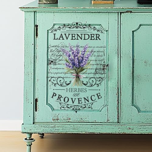 OLYCRAFT 3 Stück/Set Lavendel Transferfolien Zum Aufreiben Für Möbel Und Kunsthandwerk 30x15cm Vintage Logo Möbelaufkleber Lavendel Kräuter Aus Der Provence Transferfolie Mit 1 Teiligem Schaber