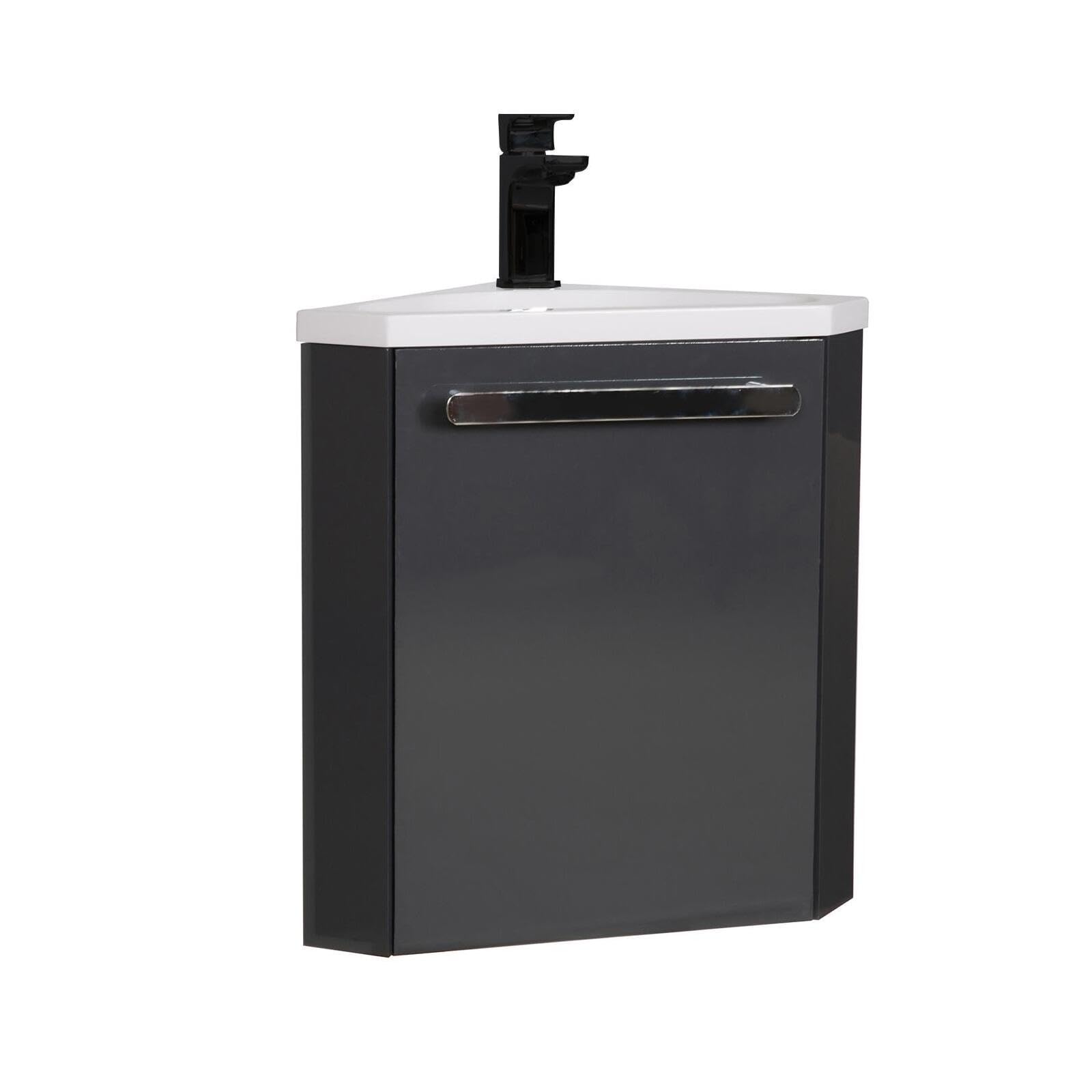 Mob-In - Lavamani angolare SKINO con lavabo in resina L 35 x H 53 x P 35 cm