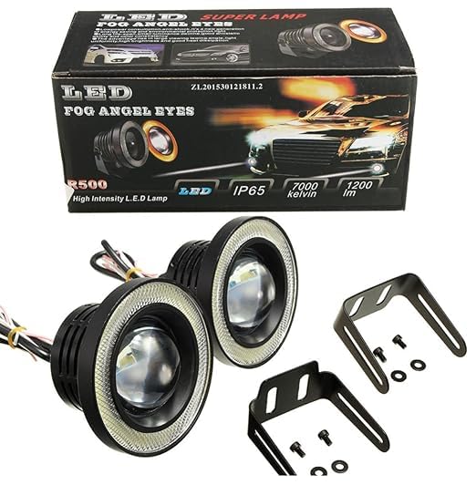 MALIK AUTO Angel Eye Drl LED Light Fog Lamp for cars - 2pcs, Black-image-43