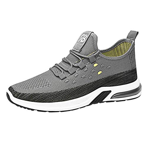 Zapatillas de deporte para hombre, de malla ligera, transpirables, suaves, cómodas, antideslizantes, para correr, a la moda, para ocio, al aire libre, senderismo, gris, 42 1/3 EU