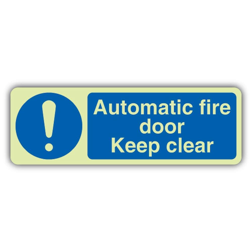 V Safety - Señal automática para puerta de incendios que brilla en la oscuridad, formato horizontal, 600 x 200 mm, vinilo autoadhesivo de triple brillo, señalización de seguridad contra incendios