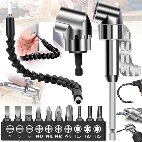 Oneroomone 13 Pieces Adapter for Angle Screwdriver 105 Degree Angle Drill Adapter Hex, Angle Screwdriver Attachment