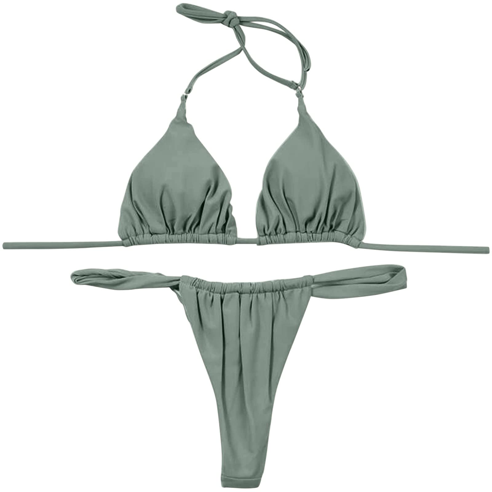 riou Conjuntos De Bikinis para Mujer Push Up Sexy Brasileño Bañador Halter Baño De Natacion Bañadores Deportivos Cuello En V con Relleno y Tanga Bikini De Dos Piezas Original Surf Vikinis