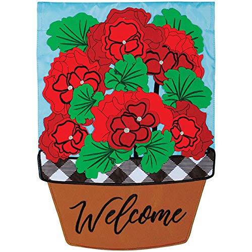 Preisvergleich Produktbild Carson Home Accents 55479 Gartenflagge, Terrakotta-Geranien
