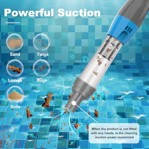 Image of 4 in 1 Cordless Rechargeable Small Pool Vacuum spa hot tub (Gray White)