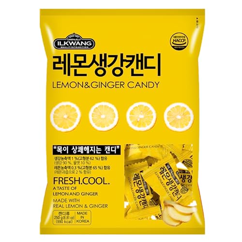 Korean Ginger Lemon Hard Candy 8.8oz – Sweet and Spicy Hard Ginger Candy for Regreshing Treat