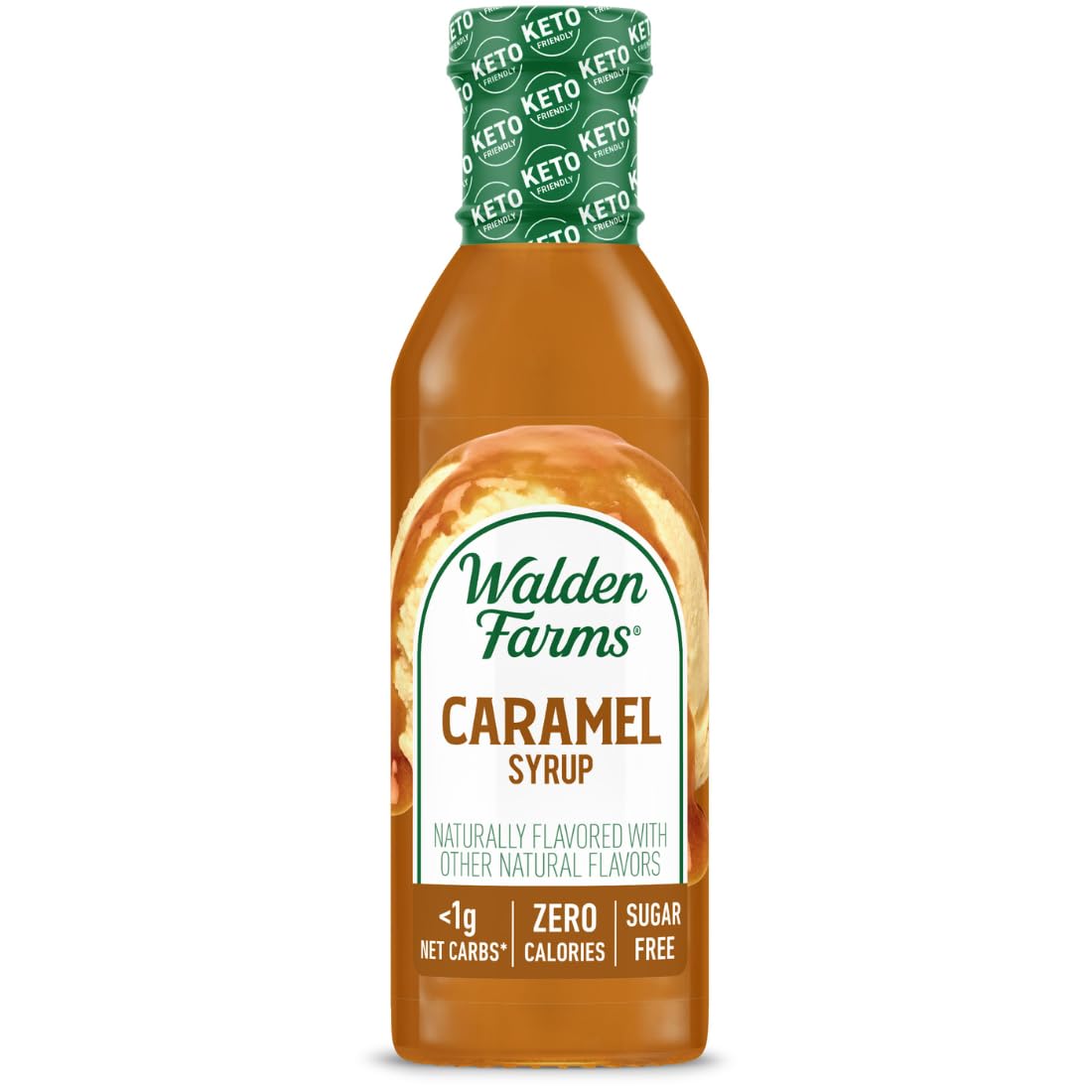 Walden Farms Caramel Syrup – Perfect for Coffee, Desserts, Ice Cream – Zero Calorie, Sugar-Free, Low Carb, Keto-Friendly, Gluten-Free, Vegan – 12 oz Bottle